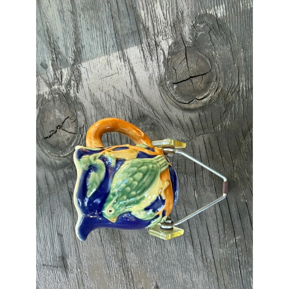 Henriksen Imports Classic Majolica‎ Bird and Pear Handpainted Stoneware Creamer